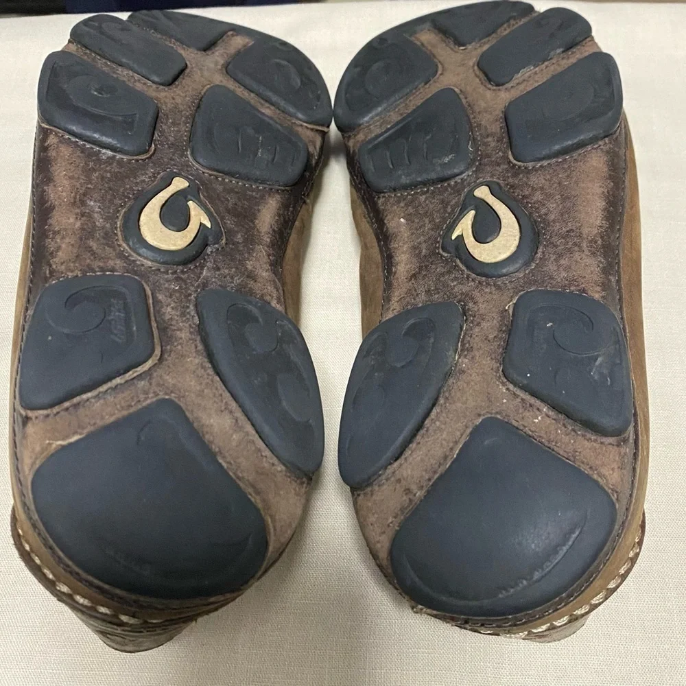 OluKai Moloa Brown Leather Men’s Loafers in Size 9.